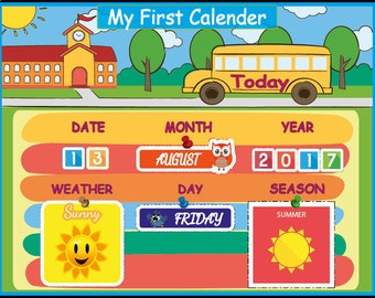 Montessori Kids Calendar, Waldorf Preschool Calendar for Kids, Days of the Week, Home school Curriculum, Instant Download, Personalized
