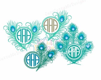 Peacock Feather SVG, Feather, Peacock Feather Monogram SVG, Cricut, Silhouette,Cut File, Clipart SVG, Eps, Dxf, Png, Sports