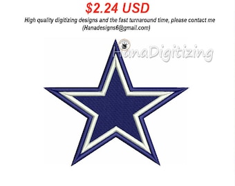 Dallas Cowboys Logo Machine Embroidery Design 5 Sizes