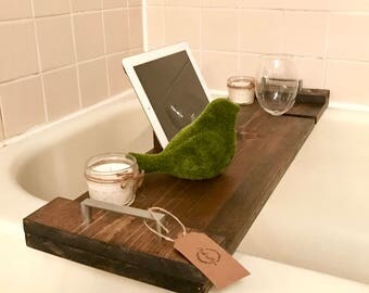 Rustic Wooden Bath Tray - Jacobean Stain