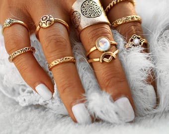 Boho Knuckle Ring Set
