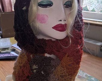 Gorgeous hand crocheted hijab / eternity scarf in browns and oranges