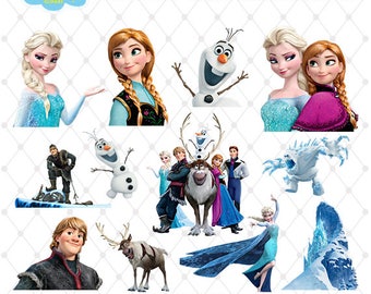 Frozen Clipart, PNG Clip Art Files, Frozen Printable Images, Digital Download, Elsa Anna Disney, Scrapbook, Transparent Background, Blue-009