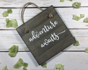 Adventure Awaits Hand Lettered Rustic Wood Nursery Wall Decor Playroom Art Adventure Awaits Hand Lettered Rustic Wood Nursery Wall Decor Playroom Art