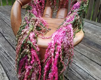 Handspun Art Yarn-Azalea Bush- JazzTurtle Handspun Artisan Yarn