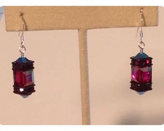 Swarovski Siam square earrings