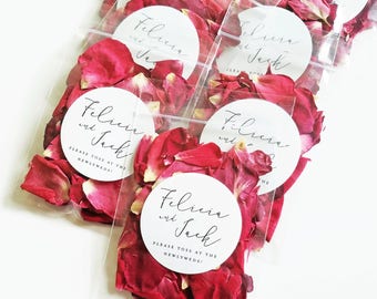 Wedding Petal Toss Packets - Flower Confetti Bags - Dried Rose Petals, Lavender Buds, Pink, Ivory, Red, Purple Rose Petals
