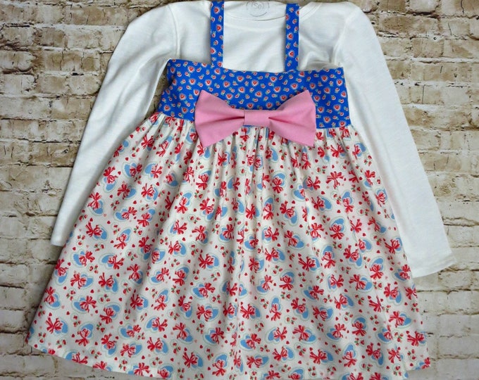 Toddler Valentines Day Dress - My 1st Valentines - Big Bow Dress - Baby Girl Dress - Toddler Clothes - Pink Hearts Sizes 6 months to 8 years