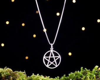 Sterling Silver Pentagram, Pentacle - Double Sided - (Pendant, Necklace, or Earrings)