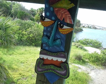 Statue Tiki Mauri Penez Herman 46498 Sculptée à La Main En Cocotier H 100 Cm
