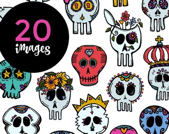 Sugar skull clipart | Etsy