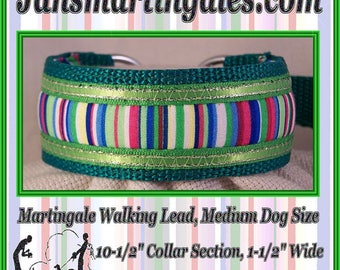 Jansmartingales, Collar and Leash Combination Walking Lead, Whippet, Medium Dog Size, wgrn103