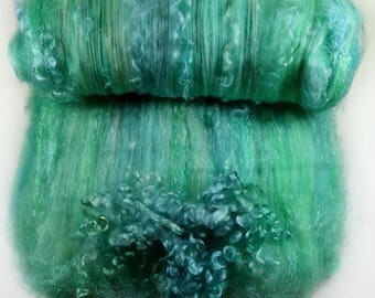 Seaglass Wild Card Bling Batt for spinning and felting (3.9 ounces), batt,art batt