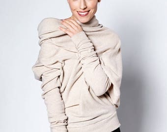 SALE - Unique sweater | Pastel sweater | Cozy sweater | Asymmetric sweater | LeMuse cosy wool sweater