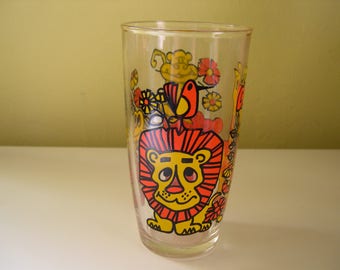 Vintage Colorful Animal Drinking Glass