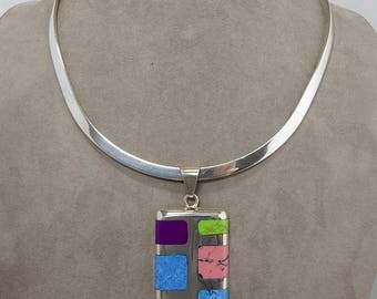 Sterling Silver Gem Stone Collar Necklace by TALLERES LAGUNAS 58 grams OBR3&17