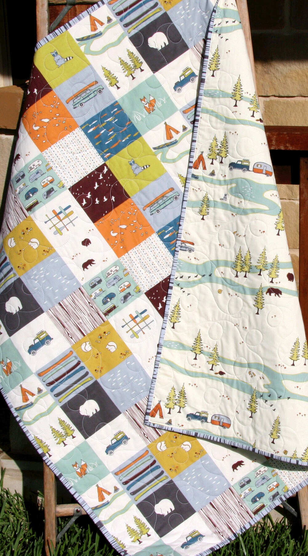 Toddler Quilt Organic Baby Camp Sur Camping Outdoors Hiking