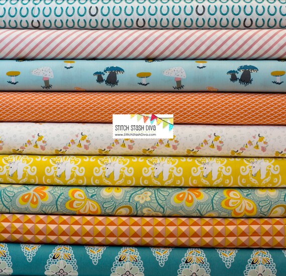 Art Gallery Fantasia Collection TEAL Bundle 9 Fabrics