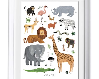 Safari Animals Art Print