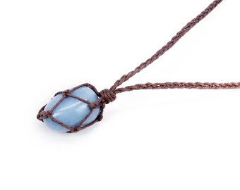 Angelite Necklace, Tumbled Angelite, Blue Stone Necklace, Healing Crystal Necklace, Healing Stone Necklace