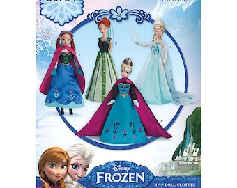 11.5" Doll Size Elsa Ice Queen Gown and Anna Dress | Sewing Pattern | New Simplicity W0734
