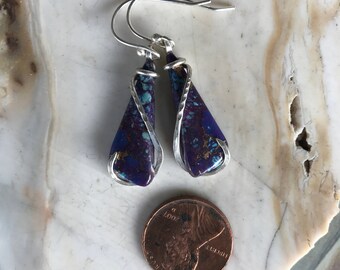 Mohave Purple Turquoise Silver Wrapped Earrings