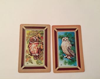 OWL Playing Cards / 2 Vintage OWL Playing Swap Cards Ephemera, OWL Cards Altered Art, Collage