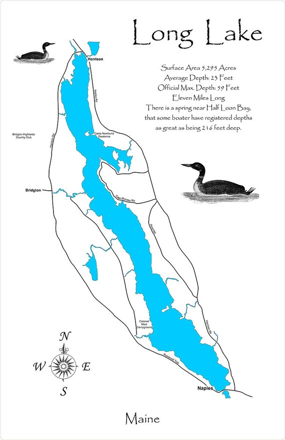 Wood Laser Cut Map of Long Lake ME Topographical Engraved Map