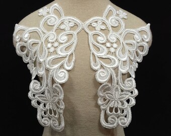 Ivory Lace Applique, Applique, Lace Material Applique, Guipure Lace Applique, Bridal Lace, Bridal Applique, Sew on Applique, Vintage Lace