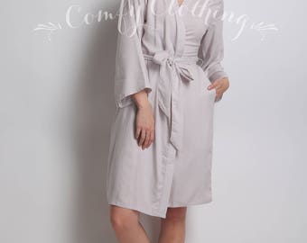 Grey Bridesmaid Robe, Monogram Robe, Plain Bridesmaid Robe, Blue Bridesmaid Robe, Gray Robe, Nursing Gown, Labor And Delivery Dress
