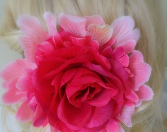 PINK HAIR FLOWER, Hair Flower Clip, Pink Hair Accessory, Hair Accessories, Hair Flower, Hair Clip, Pink Flower