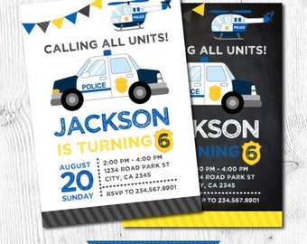 Police Birthday Invitation, Police Invitation, Police Birthday Party, DIGITAL, 2 Options