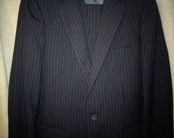 Vintage Retro Steven Phillips 3 Piece Navy Blue Mens Pinstriped Suit With FREE SHIPPING!!
