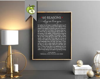70 Reasons we love you gift, favourite things, all the things, memories, Family gift, friends, we love you, retirement gift, printable M9 S9