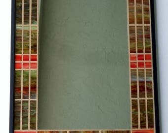 FRAMED Stained Glass Mosaic Mirror, Earthtones, #604