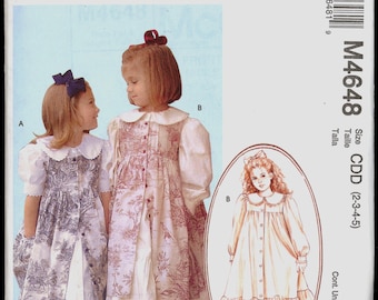 Uncut Size 2 3 4 5 Ruffles and Lace Girls Dress Pinafore McCalls 4648 Sewing Pattern