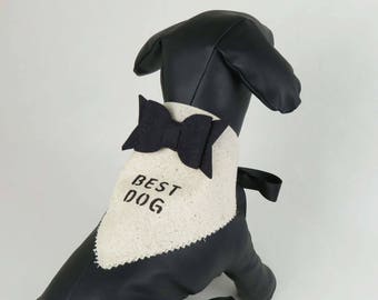Wedding Pet Bandana - Best Dog Wedding Bandana – Burlap Alternative Bandana, Puppy Wedding, Engagement Announcement Photo Prop