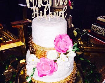 mr and mrs - personalized wedding cake topper - glitter wedding cake topper - wedding cake topper - ships fast