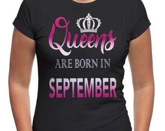 Queens are Born in September Ombre Shirt | Birthday Anniversary Gift for Her | Zodiac Virgo Libra Season | Summer Horoscope Shirt