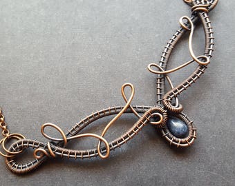 Elven Necklace, Elven Statement Necklace, Wire Wrapped Necklace, Statement Jewelry, Handmade Jewelry, Wire Wrap Jewellery, Copper Jewelry
