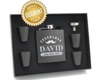 Personalized Flask, Groomsmen Gift Box, Groomsmen Flask Set, Gifts for Groomsmen, Monogram Flask, Custom Flask Set, Groomsman Flask