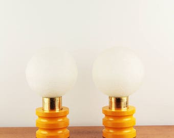 Space age pair of bed lamps with bubble glass shade - ca. 1970s