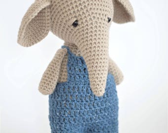 Amigurumi Crochet Elephant Stuffed Animal Toy Plush Childrens Gift Ready To Ship