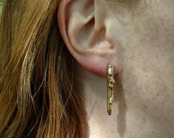 Molten Metal Drip Post Earrings in Bronze