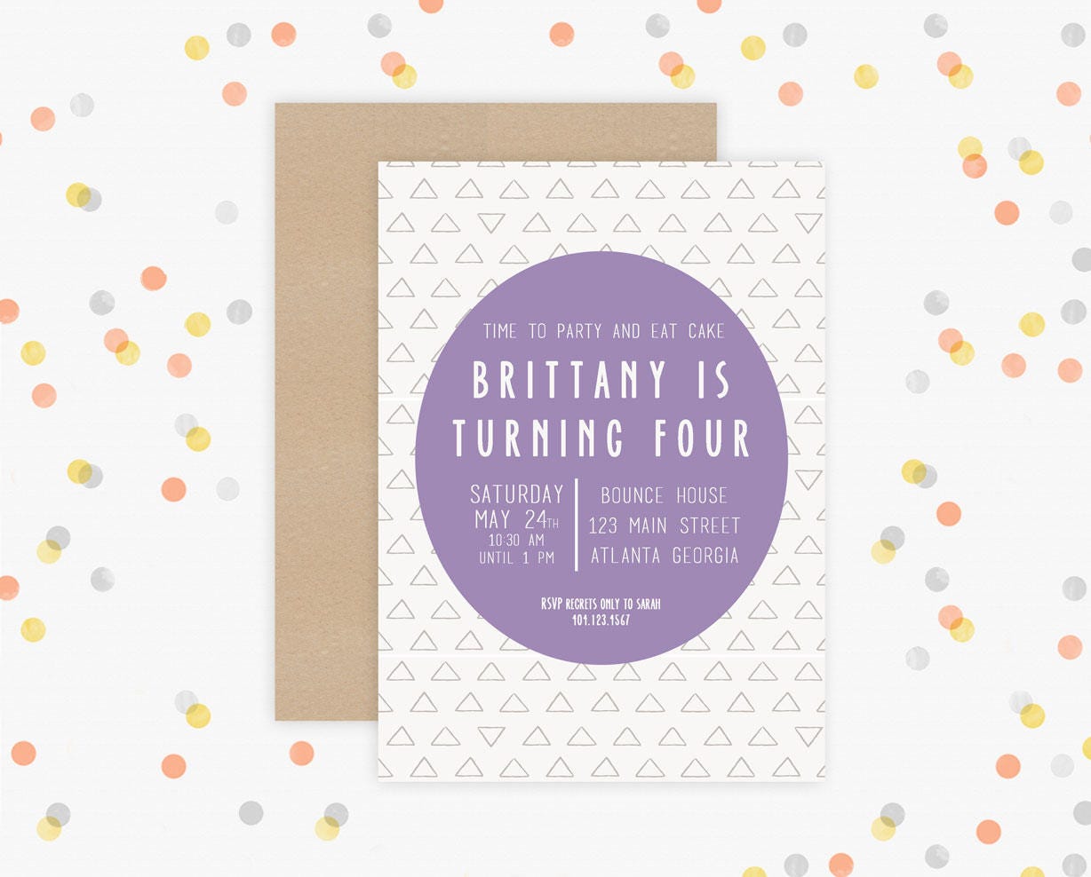 Modern Birthday Invitation Invite 5x7 Printable DIY Print
