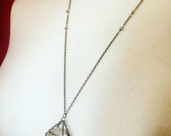 Necklace "Oracle" sphere of rock crystal and quartz beads