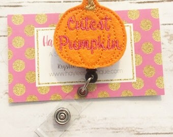 Nurse Badge Reel - Halloween Badge Reel - Fall Badge Reel - Pediatric Badge Reel - Nurse Badge Holder - Felt Badge Reel