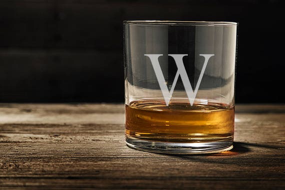 Monogram Engraved Whiskey Glass Engraved Rocks Glass 11 2 Oz