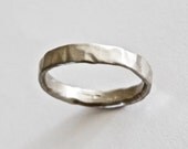 Organic Shape White Gold Ring - Wedding Ring - Unique Textured Band - 18 Carat Gold Molten Ring - Men's Women's - Couples - Unisex