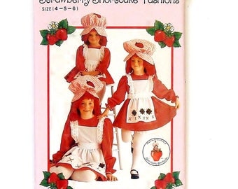 Vintage 80's Butterick Girls' Strawberry Shortcake Costumes Sewing Pattern #6139 - UNCUT - Sizes 4+5+6 (Breast 23+24+25)